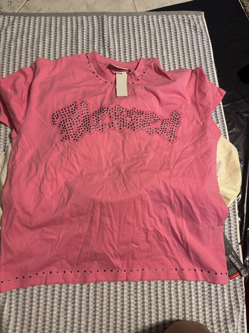 Pink Studded Graphic Dress Shirt - Unbranded